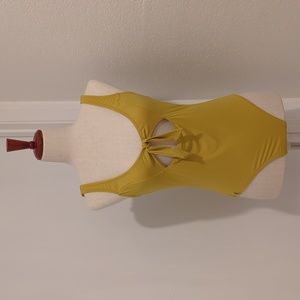 rhythm yellow peekaboo front bow tie swimsuit